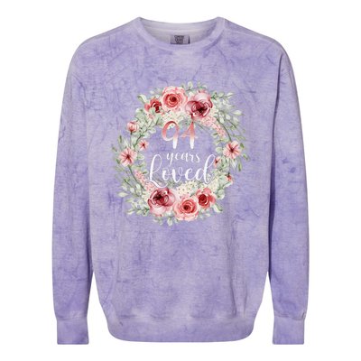 Floral Loved 94 Year Old 94th Birthday Gifts Mom Mothers Day Colorblast Crewneck Sweatshirt