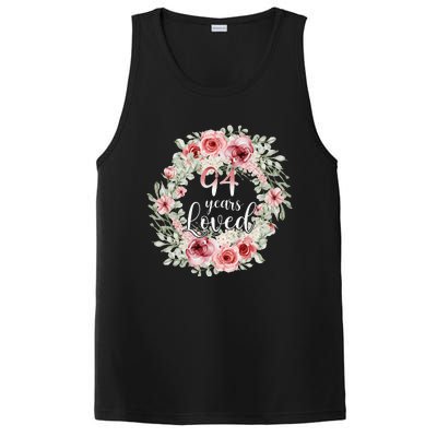 Floral Loved 94 Year Old 94th Birthday Gifts Mom Mothers Day PosiCharge Competitor Tank