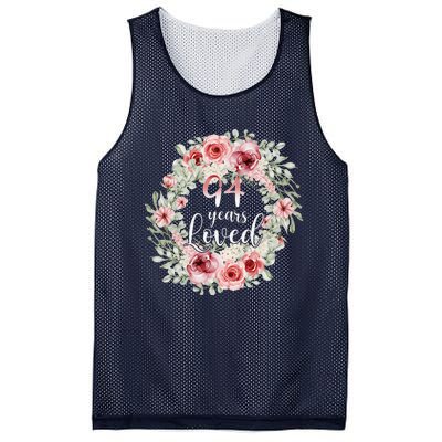 Floral Loved 94 Year Old 94th Birthday Gifts Mom Mothers Day Mesh Reversible Basketball Jersey Tank