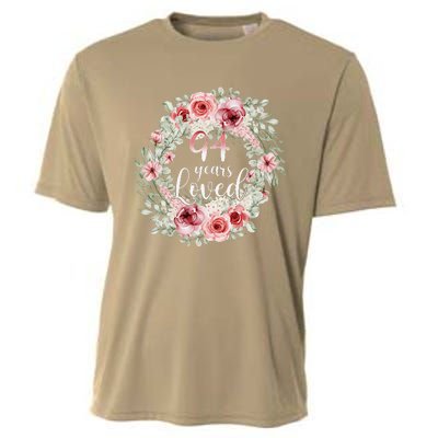 Floral Loved 94 Year Old 94th Birthday Gifts Mom Mothers Day Cooling Performance Crew T-Shirt