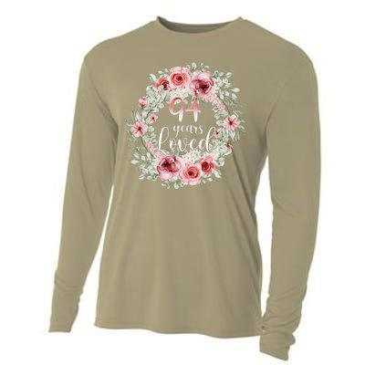 Floral Loved 94 Year Old 94th Birthday Gifts Mom Mothers Day Cooling Performance Long Sleeve Crew