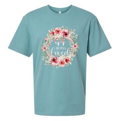 Floral Loved 94 Year Old 94th Birthday Gifts Mom Mothers Day Sueded Cloud Jersey T-Shirt