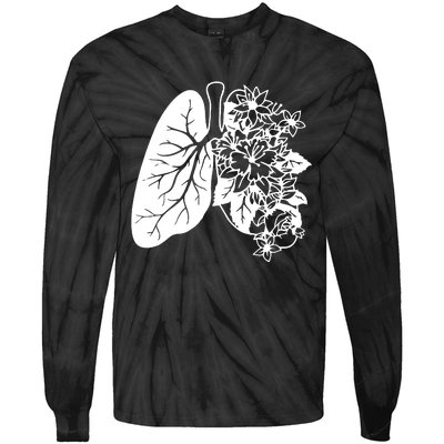 Floral Lungs Anatomical Lung Nurse Tie-Dye Long Sleeve Shirt