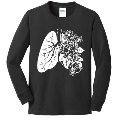 Floral Lungs Anatomical Lung Nurse Kids Long Sleeve Shirt