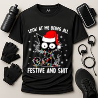 Funny Look At Me Being All Festive And Shits Cat Christmas Performance Shirt