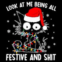 Funny Look At Me Being All Festive And Shits Cat Christmas Apron