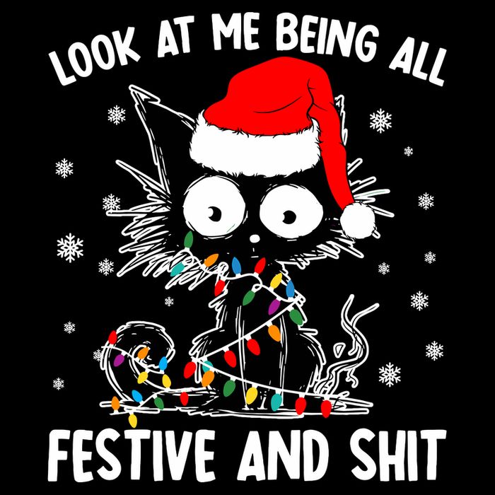 Funny Look At Me Being All Festive And Shits Cat Christmas Apron