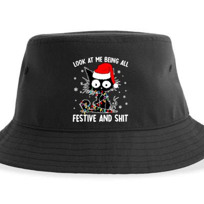 Funny Look At Me Being All Festive And Shits Cat Christmas Sustainable Bucket Hat