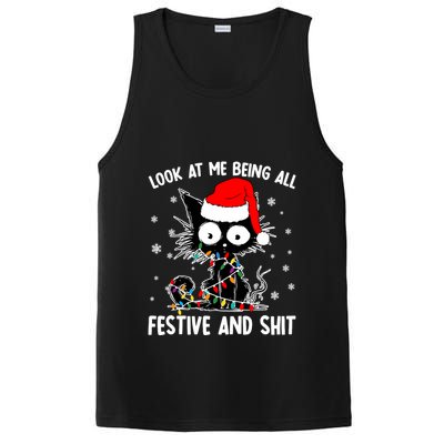 Funny Look At Me Being All Festive And Shits Cat Christmas PosiCharge Competitor Tank