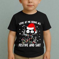 Funny Look At Me Being All Festive And Shits Cat Christmas Toddler T-Shirt