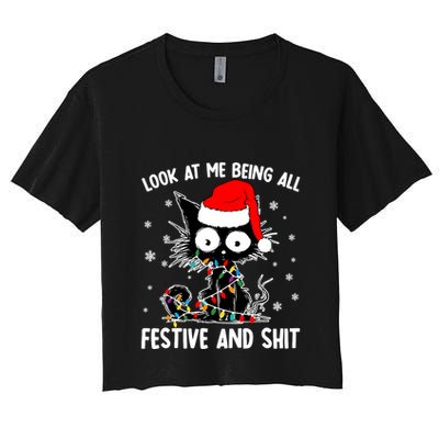 Funny Look At Me Being All Festive And Shits Cat Christmas Crop Top