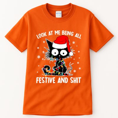 Funny Look At Me Being All Festive And Shits Cat Christmas Tall T-Shirt