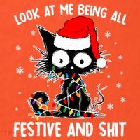 Funny Look At Me Being All Festive And Shits Cat Christmas Short Acrylic Beanie