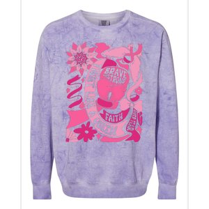 Fight Like A Queen Brave And Strong Breast Cancer Colorblast Crewneck Sweatshirt