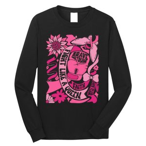 Fight Like A Queen Brave And Strong Breast Cancer Long Sleeve Shirt