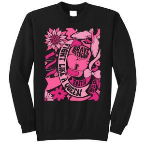 Fight Like A Queen Brave And Strong Breast Cancer Sweatshirt