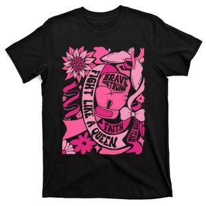 Fight Like A Queen Brave And Strong Breast Cancer T-Shirt