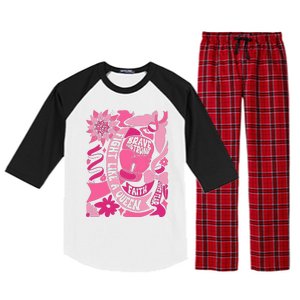 Fight Like A Queen Brave And Strong Breast Cancer Raglan Sleeve Pajama Set