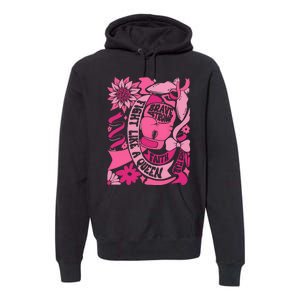 Fight Like A Queen Brave And Strong Breast Cancer Premium Hoodie