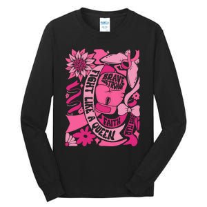 Fight Like A Queen Brave And Strong Breast Cancer Tall Long Sleeve T-Shirt