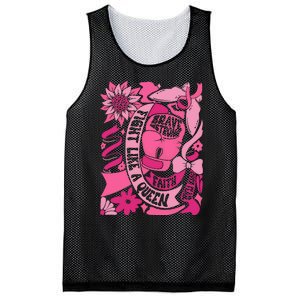 Fight Like A Queen Brave And Strong Breast Cancer Mesh Reversible Basketball Jersey Tank