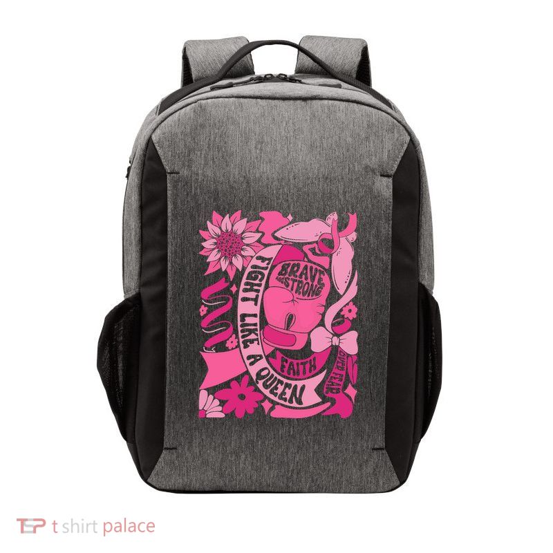 Fight Like A Queen Brave And Strong Breast Cancer Vector Backpack