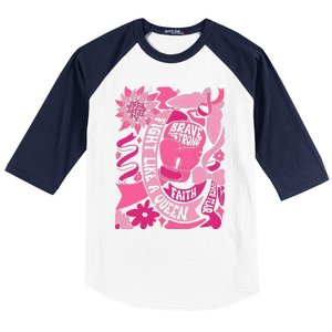 Fight Like A Queen Brave And Strong Breast Cancer Baseball Sleeve Shirt