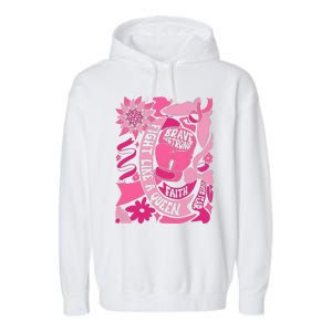 Fight Like A Queen Brave And Strong Breast Cancer Garment-Dyed Fleece Hoodie