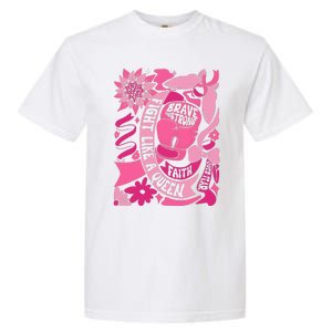 Fight Like A Queen Brave And Strong Breast Cancer Garment-Dyed Heavyweight T-Shirt