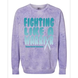 Fighting Like A Warrior! Sexual Assault Awareness Gift Colorblast Crewneck Sweatshirt