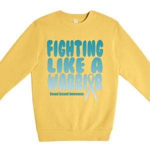 Fighting Like A Warrior! Sexual Assault Awareness Gift Premium Crewneck Sweatshirt