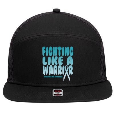 Fighting Like A Warrior! Sexual Assault Awareness Gift 7 Panel Mesh Trucker Snapback Hat