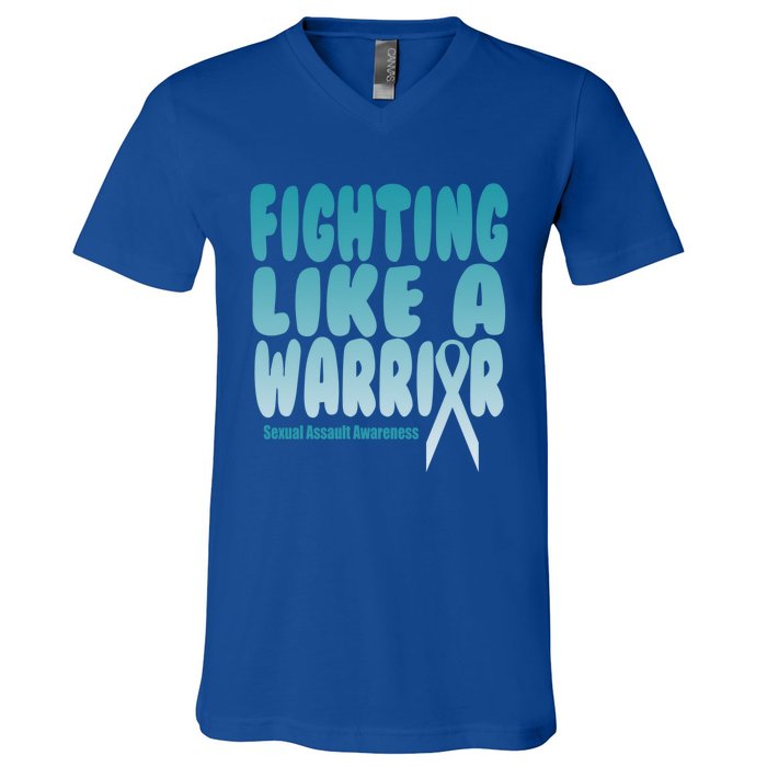 Fighting Like A Warrior! Sexual Assault Awareness Gift V-Neck T-Shirt