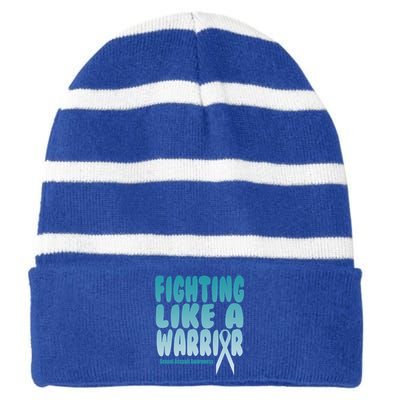 Fighting Like A Warrior! Sexual Assault Awareness Gift Striped Beanie with Solid Band