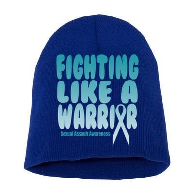 Fighting Like A Warrior! Sexual Assault Awareness Gift Short Acrylic Beanie