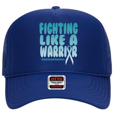 Fighting Like A Warrior! Sexual Assault Awareness Gift High Crown Mesh Back Trucker Hat