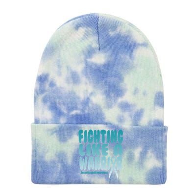 Fighting Like A Warrior! Sexual Assault Awareness Gift Tie Dye 12in Knit Beanie