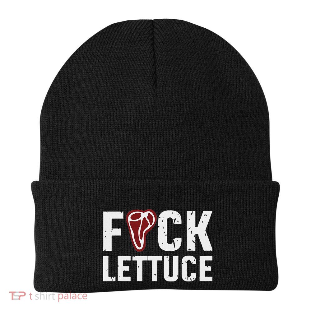 Fuck Lettuce Adult Language Meat Lover Foodie Knit Cap Winter Beanie