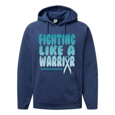 Fighting Like A Warrior! Sexual Assault Awareness Gift Performance Fleece Hoodie