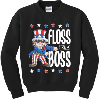 Floss Like A Boss 4th Of July Uncle Sam Kids Sweatshirt