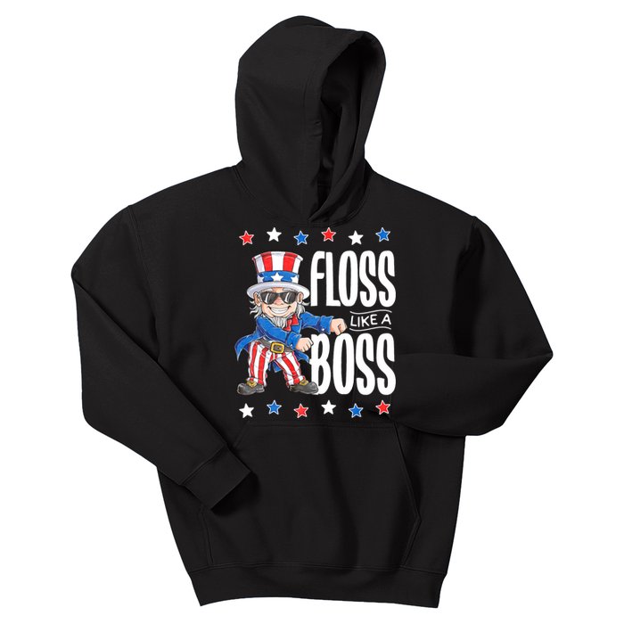 Floss Like A Boss 4th Of July Uncle Sam Kids Hoodie