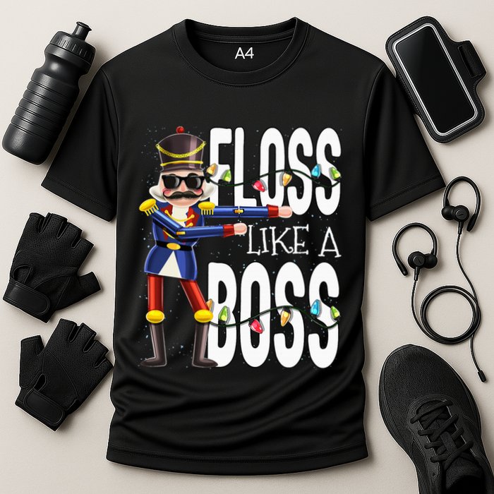 Floss Like A Boss Flossing Nutcracker Christmas Floss Like A Boss Flos Cooling Performance Crew T-Shirt