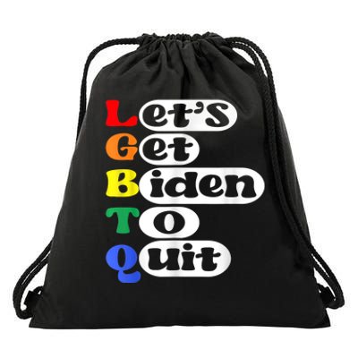 Funny LGBTQ Anti Biden Lets Get Biden To Quite Drawstring Bag