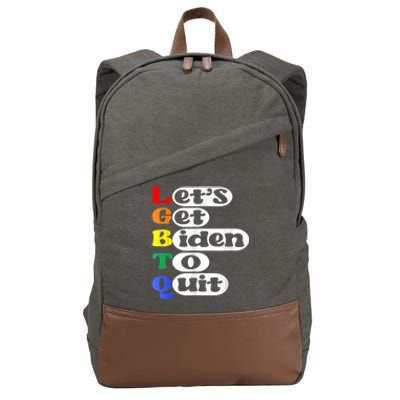 Funny LGBTQ Anti Biden Lets Get Biden To Quite Cotton Canvas Backpack