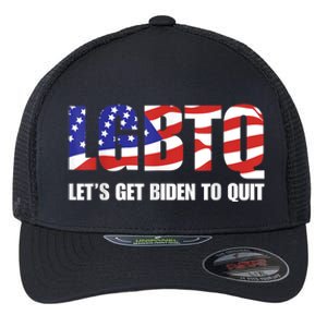 Funny LGBTQ Anti Biden Lets Get Biden To Quite Flexfit Unipanel Trucker Cap