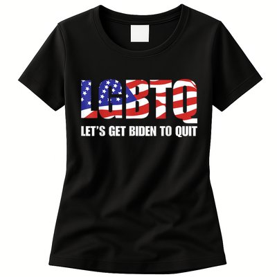 Funny LGBTQ Anti Biden Lets Get Biden To Quite Womens T-Shirt