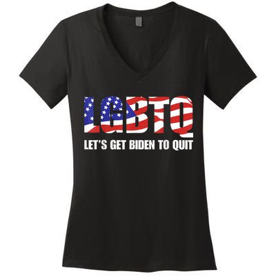 Funny LGBTQ Anti Biden Lets Get Biden To Quite Women's V-Neck T-Shirt
