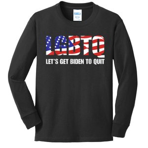 Funny LGBTQ Anti Biden Lets Get Biden To Quite Kids Long Sleeve Shirt