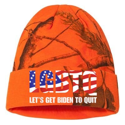 Funny LGBTQ Anti Biden Lets Get Biden To Quite Kati Licensed 12" Camo Beanie