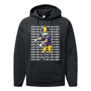 Floss Like A Boss Gold Purple Football Performance Fleece Hoodie